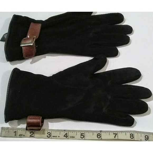 Grandoe Black Leather LambsWool Gloves Medium - Picture 6 of 8